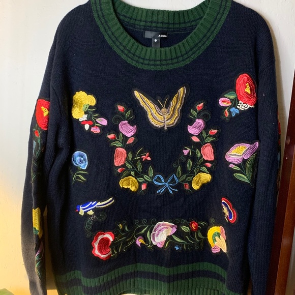 Aqua Embroidery Sweater - Picture 2 of 5